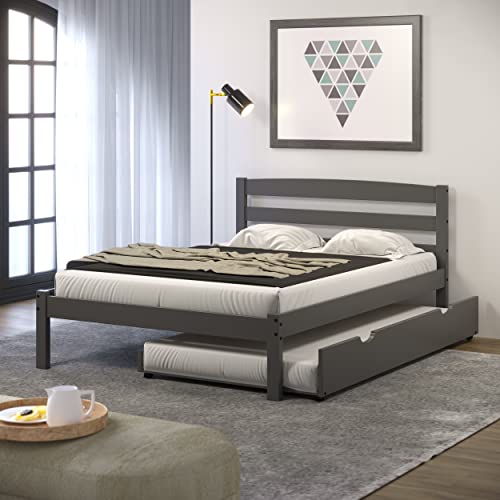 Donco Kids Full Econo Bed with Trundle Bed Dark Grey Finish