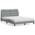 vidaXL Full Fabric Bed Frame with Headboard - Light Gray - Modern Design - 53.9"x74.8"