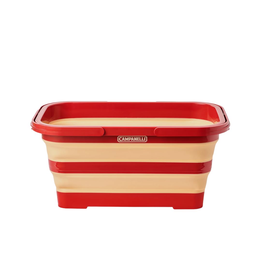 CAMPANELLI Collapsible Storage Basket with Handle  20L, Red/Gold