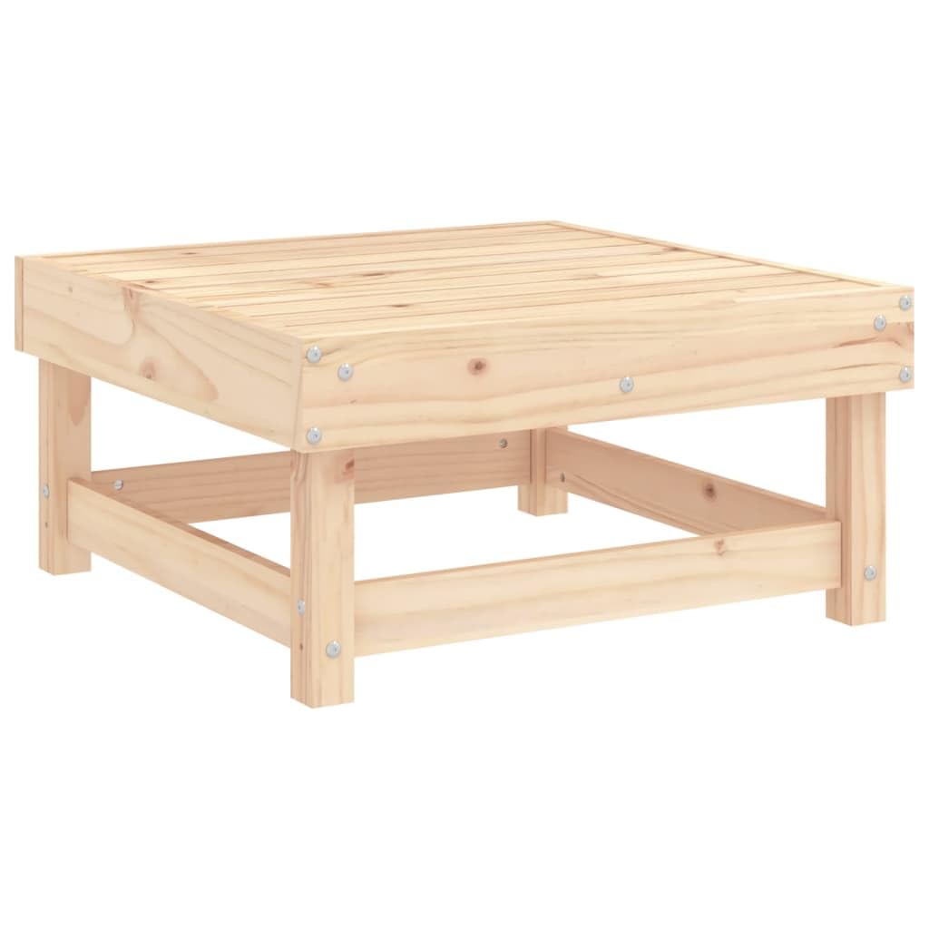 vidaXL - Solid Pine Wood Patio Footstool with Cushion | Sturdy and Stable | Outdoor Garden Furniture | Brown Natural Pine | Comfortable Seating
