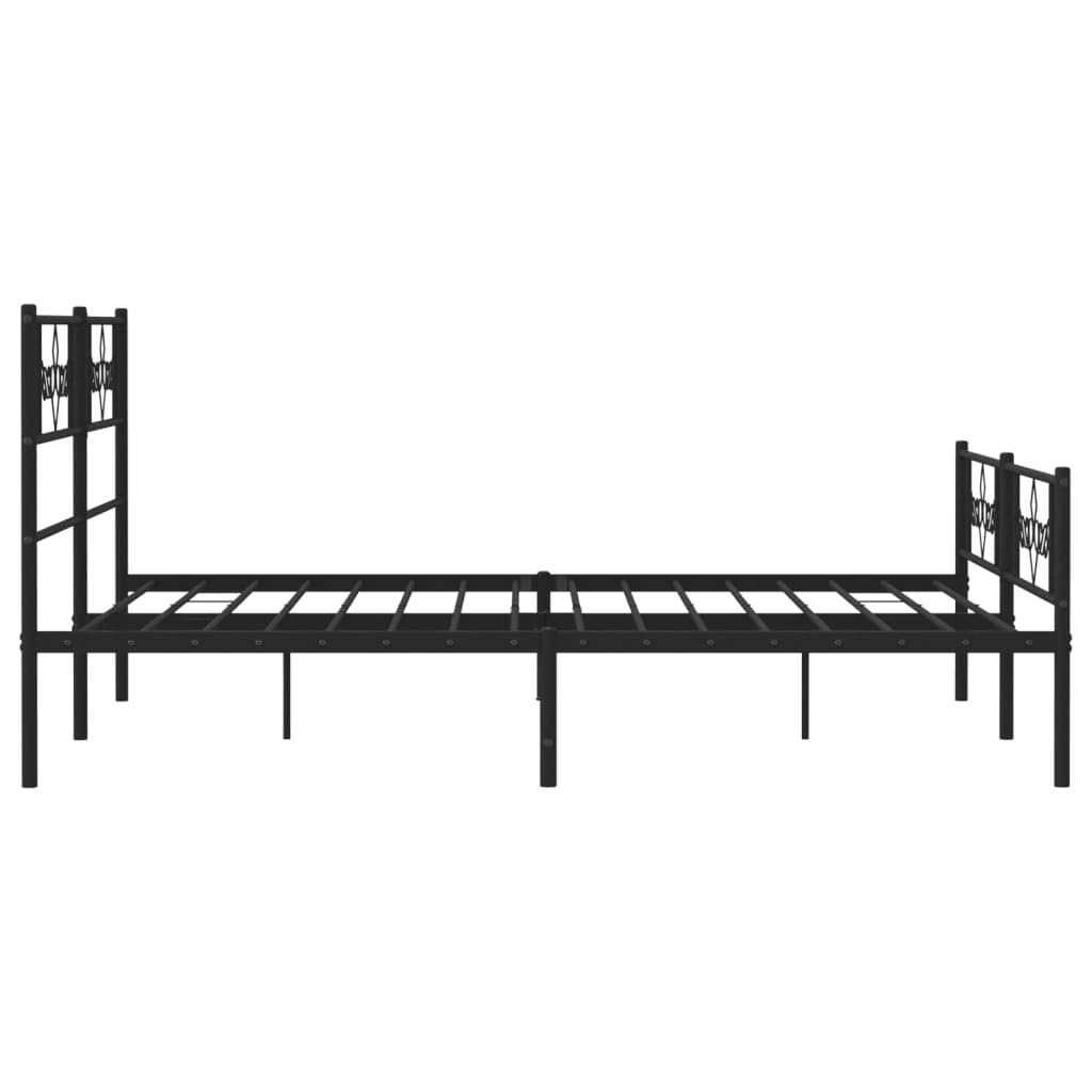 vidaXL Black Metal Bed Frame with Headboard and Footboard- Five Star Comfort, Robust Steel Construction, Ideal Storage Space