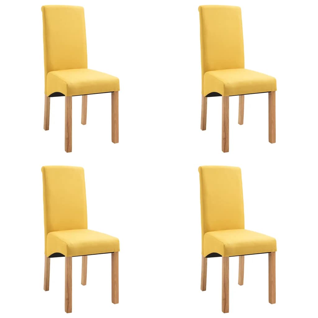 Dining Chairs 4 pcs Yellow Fabric