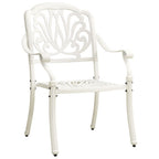 vidaXL Set of 2 Cast Aluminum White Patio Chairs - Weather Resistant, Durable & Elegant Outdoor Dining Seating Furniture