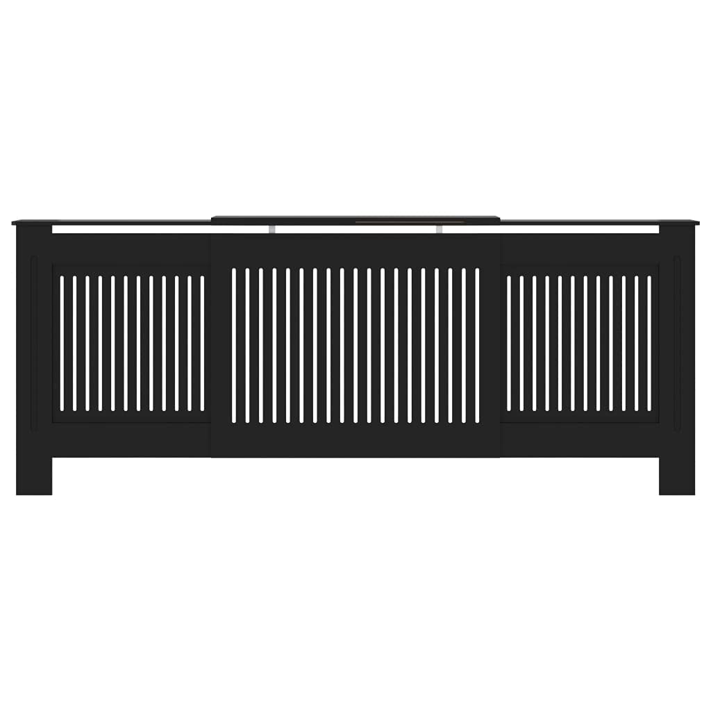 Vidaxl Mdf Radiator Cover - Adjustable Size, Stylish & Durable, Slat Design, Ample Storage Space, Black, Suitable For Any Decor, 55.9"-80.7" X 8.1" X 32.1"