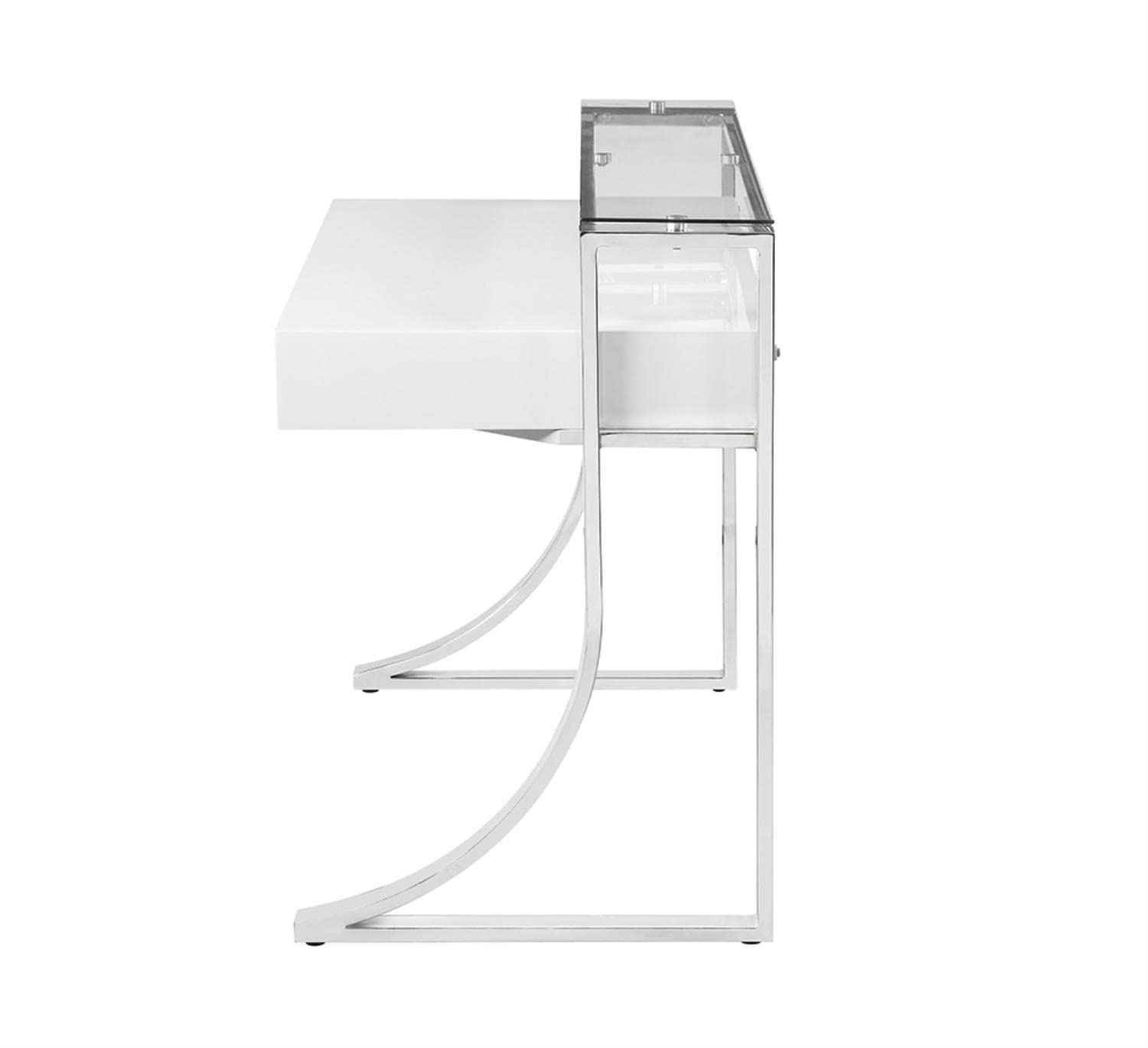Coaster Home Furnishings Gemma 2-Drawer Writing Desk Glossy White and Chrome