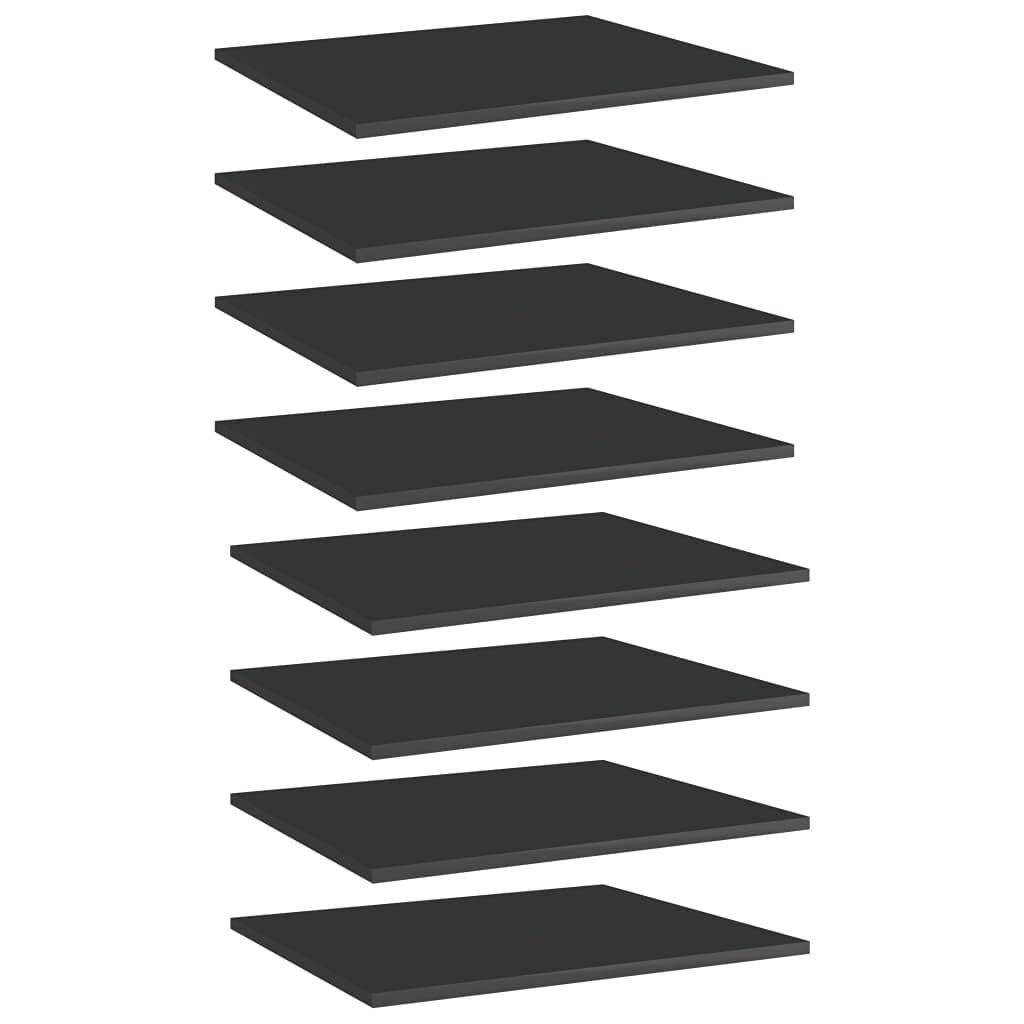 vidaXL Modern Style Bookshelf Boards 8-pcs Set, High Gloss Black, Easy-to-Clean, Engineered Wood, 23.6x19.7x0.6, Black High Gloss Bookcase Boards Replacement