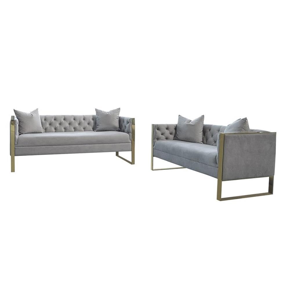 Coaster Home Furnishings Eastbrook 2-Piece Tufted Back Grey Living Room Set (509111-S2)