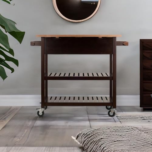 Ergode Wood Langdon Drop Leaf Kitchen Cart - Stylish, Practical, Ample Storage