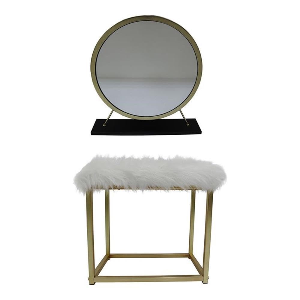 Adao Metal Vanity Mirror and Stool - Thumbnail 2