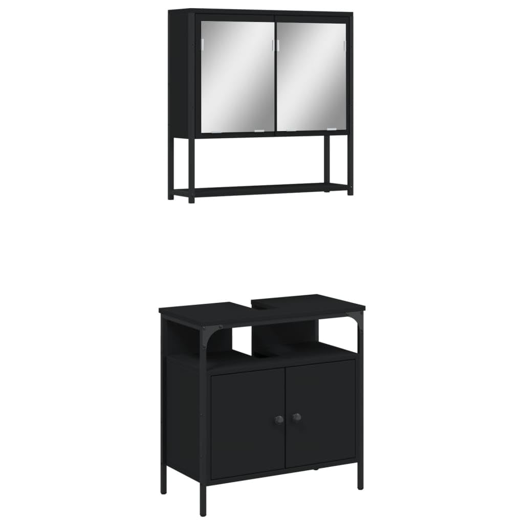 vidaXL 2-piece Bathroom furniture set wood black