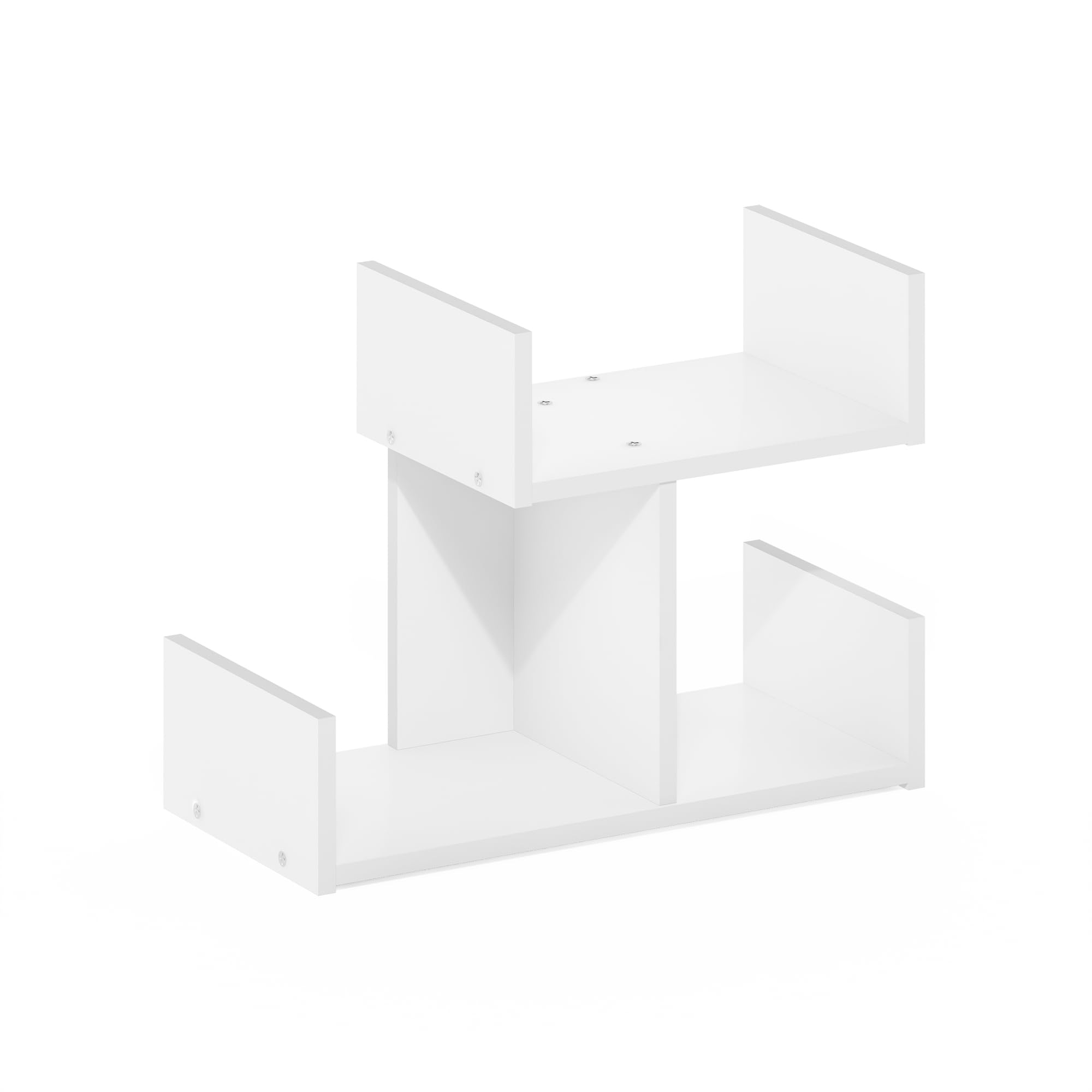 Furinno Hermite Wooden Desktop Bookshelf Storage Organizer For Home And Office Supplies, White