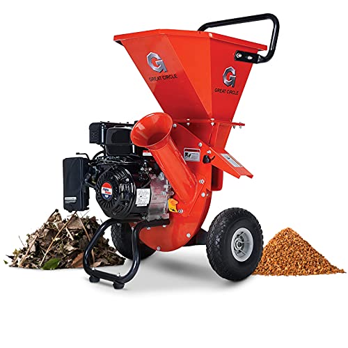 Greatcircleusa Wood Chipper Shredder Mulcher Heavy Duty Gas Powered 3 In 1 Multi-Function 3' Inch Max Wood Diameter Capacity Ep