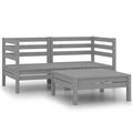 vidaXL 3-Piece Patio Lounge Set in Rustic Gray - Solid Pinewood Construction, Modular Design, Weather Resistant, Easy Maintenance, Environmentally Friendly