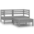 vidaXL 3-Piece Patio Lounge Set in Rustic Gray - Solid Pinewood Construction, Modular Design, Weather Resistant, Easy Maintenance, Environmentally Friendly