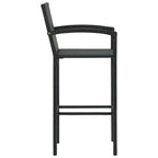 vidaXL Bar Stool 4 Pcs - Counter Height Black Poly Rattan for Indoor/Outdoor Kitchen - Sturdy Powder-Coated Steel Frame, Comfortable Armrests