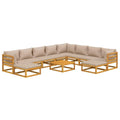 vidaXL Patio Furniture Set - 11 Piece Solid Acacia Wood Lounge Set with Coffee Table - Taupe Cushions