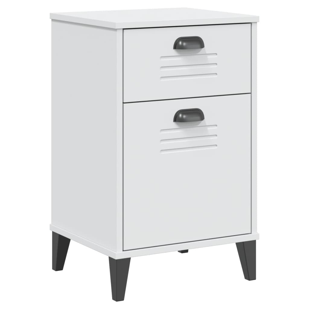 vidaXL Bedside Cabinet - White Engineered Wood Nightstand/End Table, Industrial Style Bedroom Furniture with Drawer & Compartment