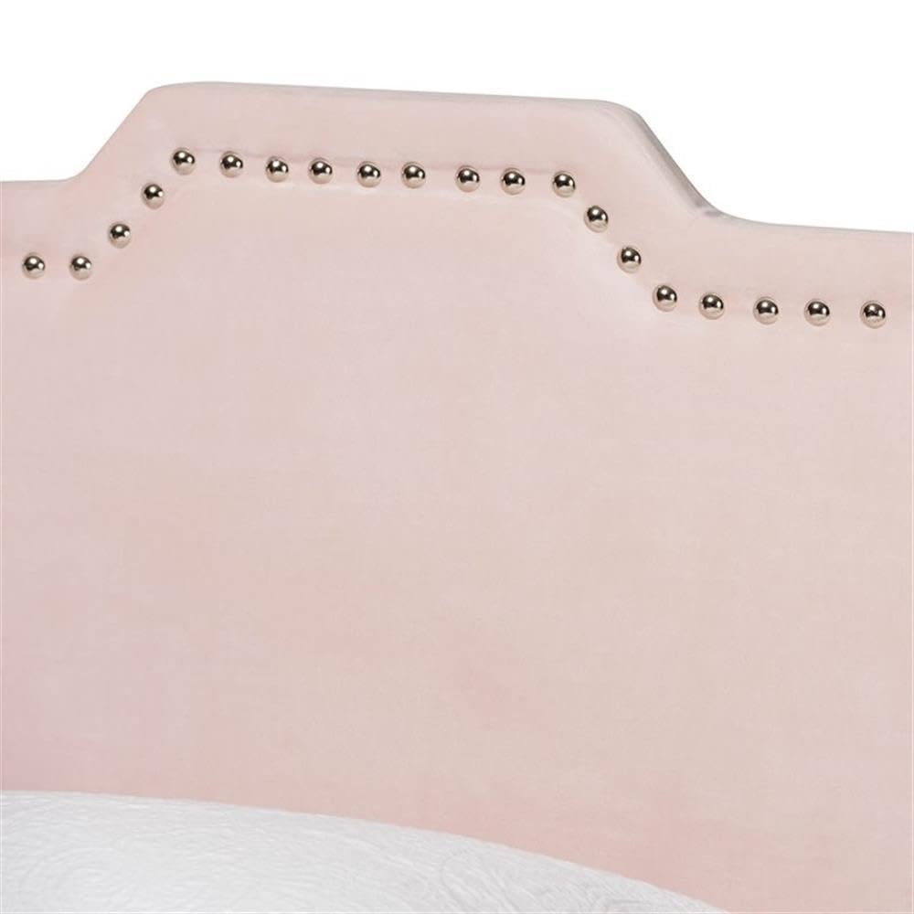 Baxton Studio Benjen Modern and Contemporary Glam Light Pink Velvet Fabric Upholstered Twin Size Panel Bed