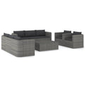 Vidaxl 9-Piece Patio Lounge Set - Gray Poly Rattan Outdoor Furniture Set With Cushions And Comfortable Seating