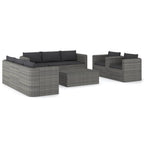Vidaxl 9-Piece Patio Lounge Set - Gray Poly Rattan Outdoor Furniture Set With Cushions And Comfortable Seating