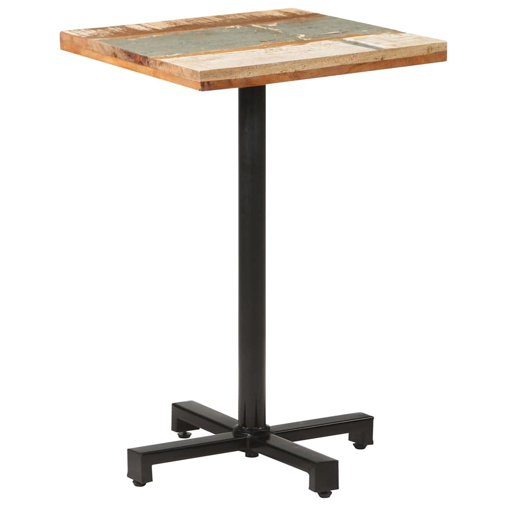 vidaXL Industrial Style Bistro Table - Compact Square Design - Constructed from Solid Reclaimed Wood and Black Powder Coated Iron - Unique, Sustainable Indoor/Outdoor Furniture