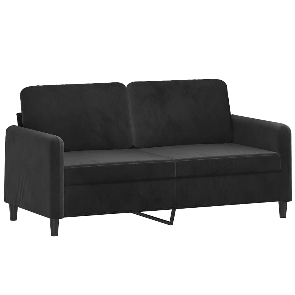 vidaXL Luxurious Black Velvet 2-Seater Sofa with Comfortable Foam Padding, Sturdy Metal Frame, and Modern Design for Living Room or Office Space