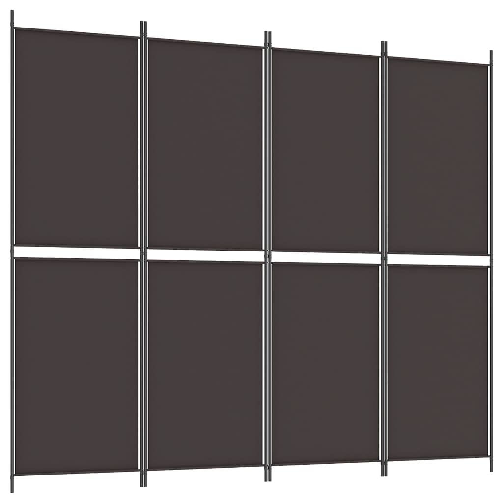 vidaXL 4-Panel Room Divider in Brown Fabric - Versatile Space-Saving Design for Bedrooms, Living Room, Office - Durable Material