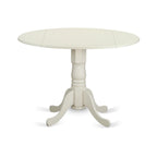 East West Furniture Dlke3-Lwh-W 3 Piece Dining Room Table Set Contains A Round Kitchen Table With Dropleaf And 2 Dining Chairs, 42X42 Inch, Linen White