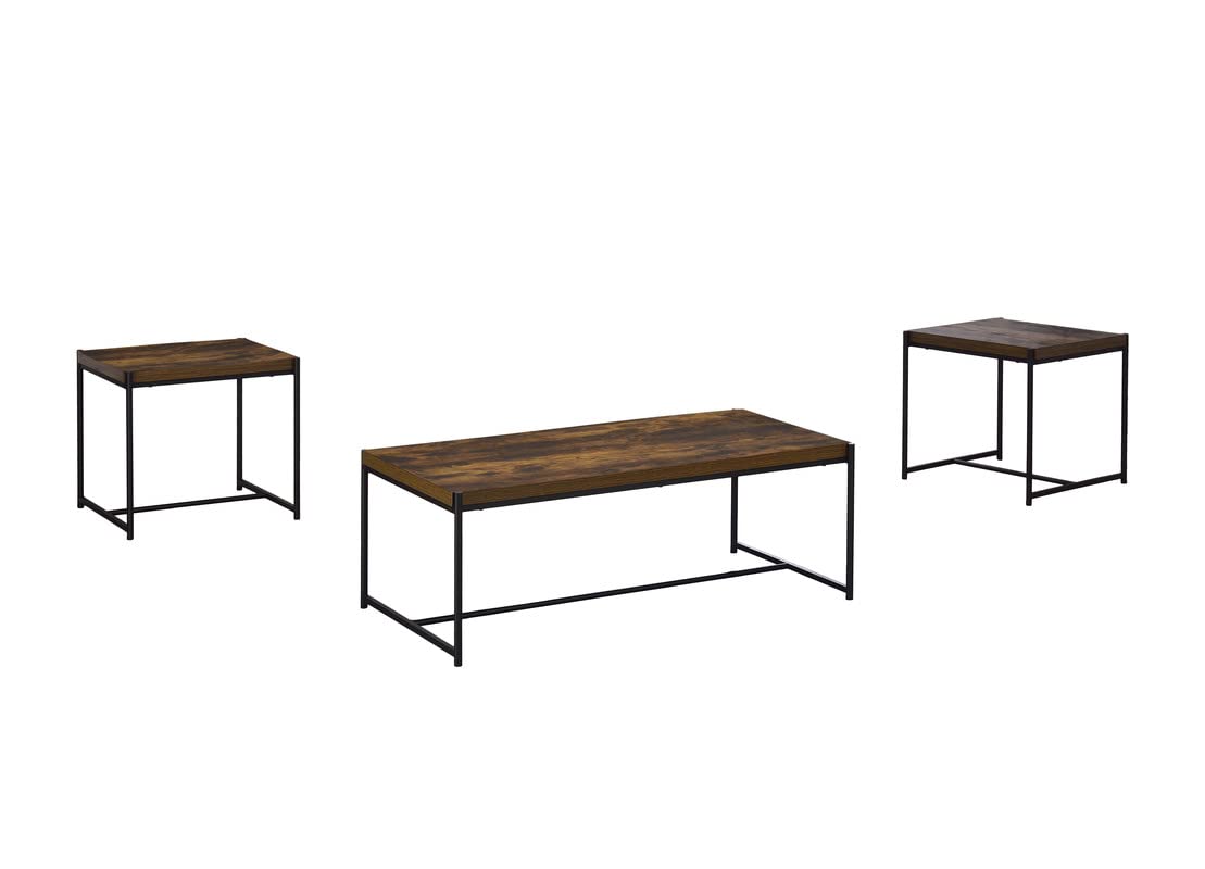 Lilola Home Lennox 3 Piece Brown Coffee and End Table Set