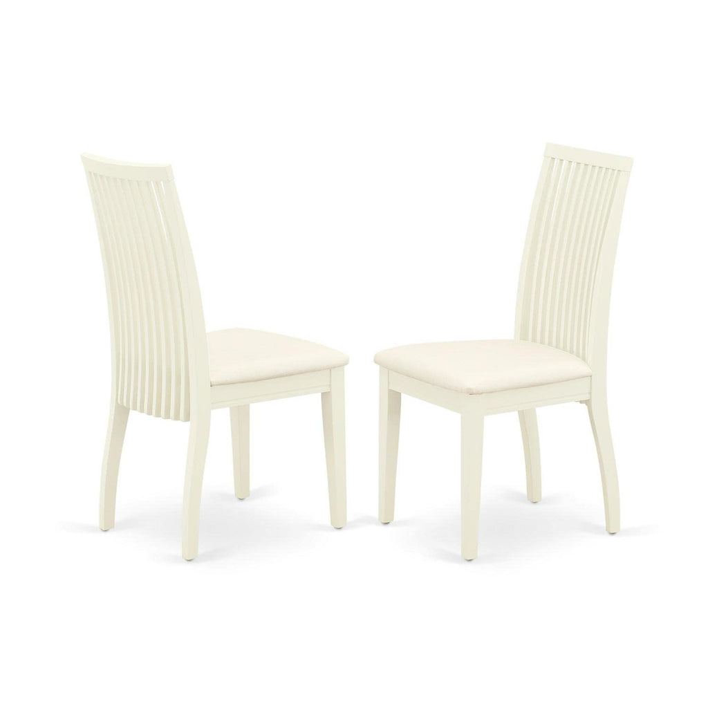 East West Furniture SUIP5-BMK-W 5 Piece Dining Set Includes a Round Dining Room Table with Dropleaf & Shelves and 4 Wood Seat Chairs, 42x42 Inch, Buttermilk & Cherry