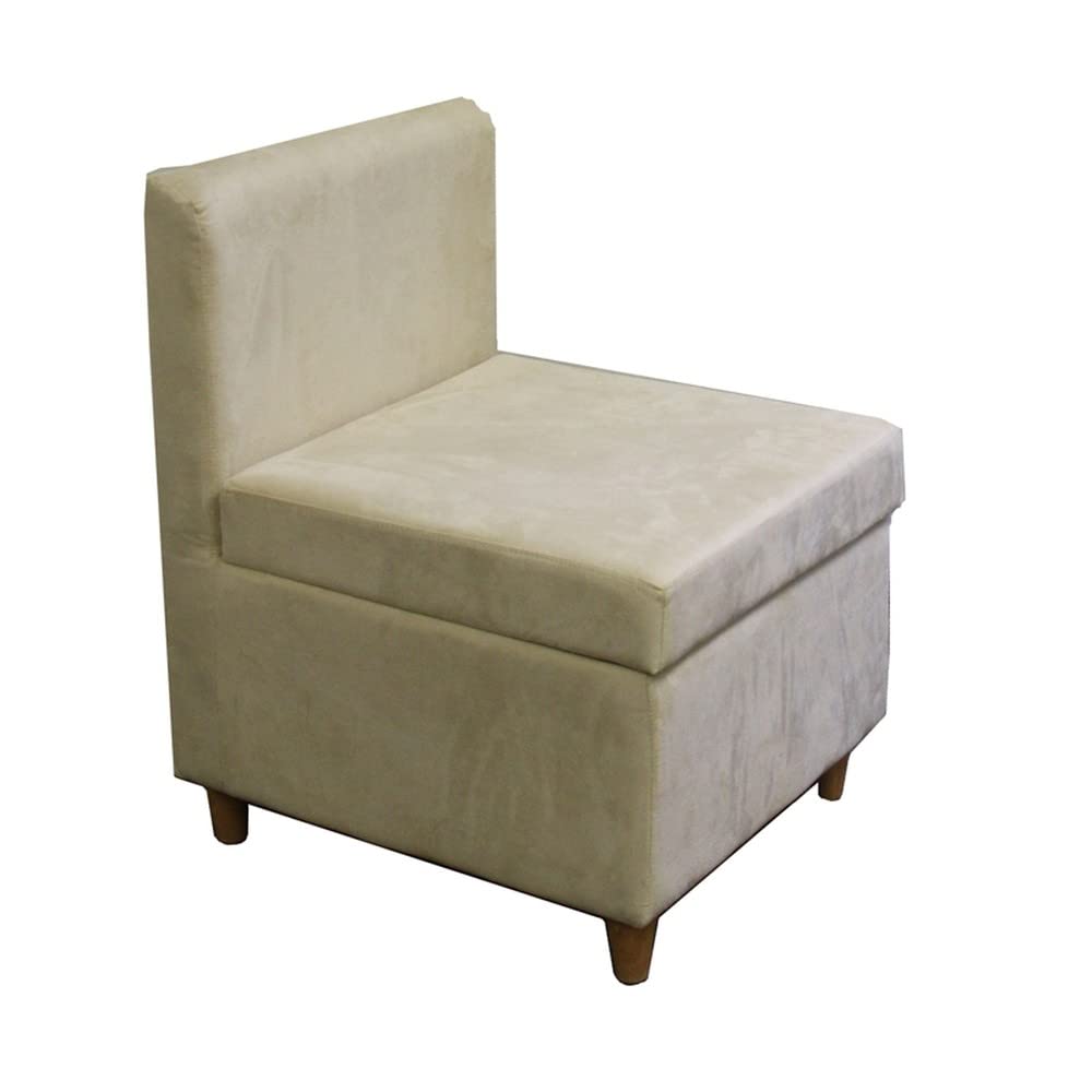 HomeRoots Wood, Polyurethane Foam: 97%, Polyester Fabric: 3% 29' Mod Taupe Cream Microfiber Armless Accent Chair with Storage