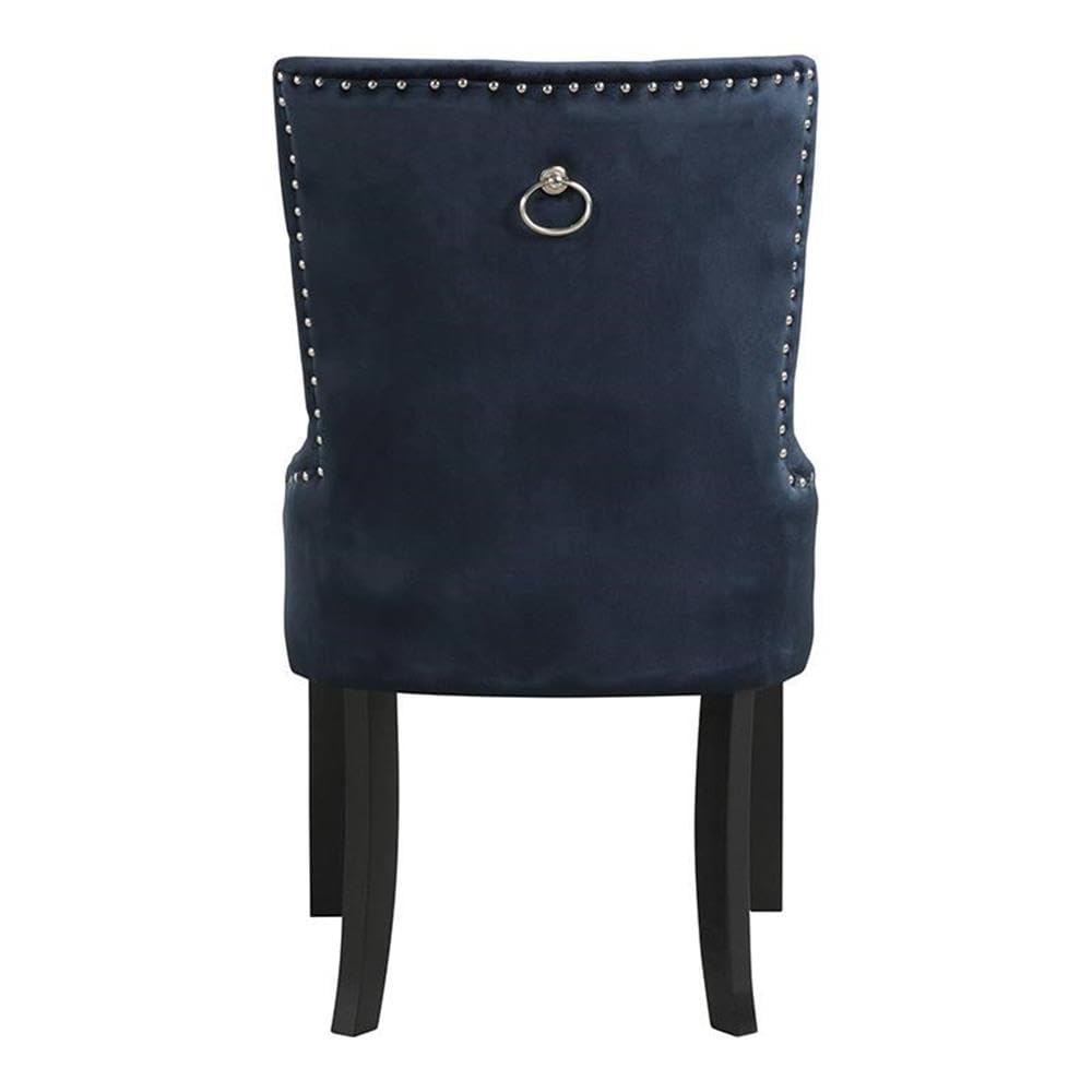 Acme Varian II Velvet Tufted Side Chair with Nail-Head Trim in Black and Silver