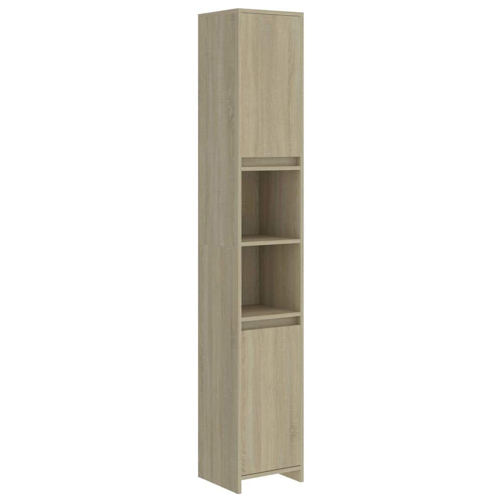 vidaXL Bathroom Cabinet with 6 compartments and 2 Doors Storage Cupboard Laundry Room Washroom Rack Interior Furniture Sonoma Oak Engineered Wood