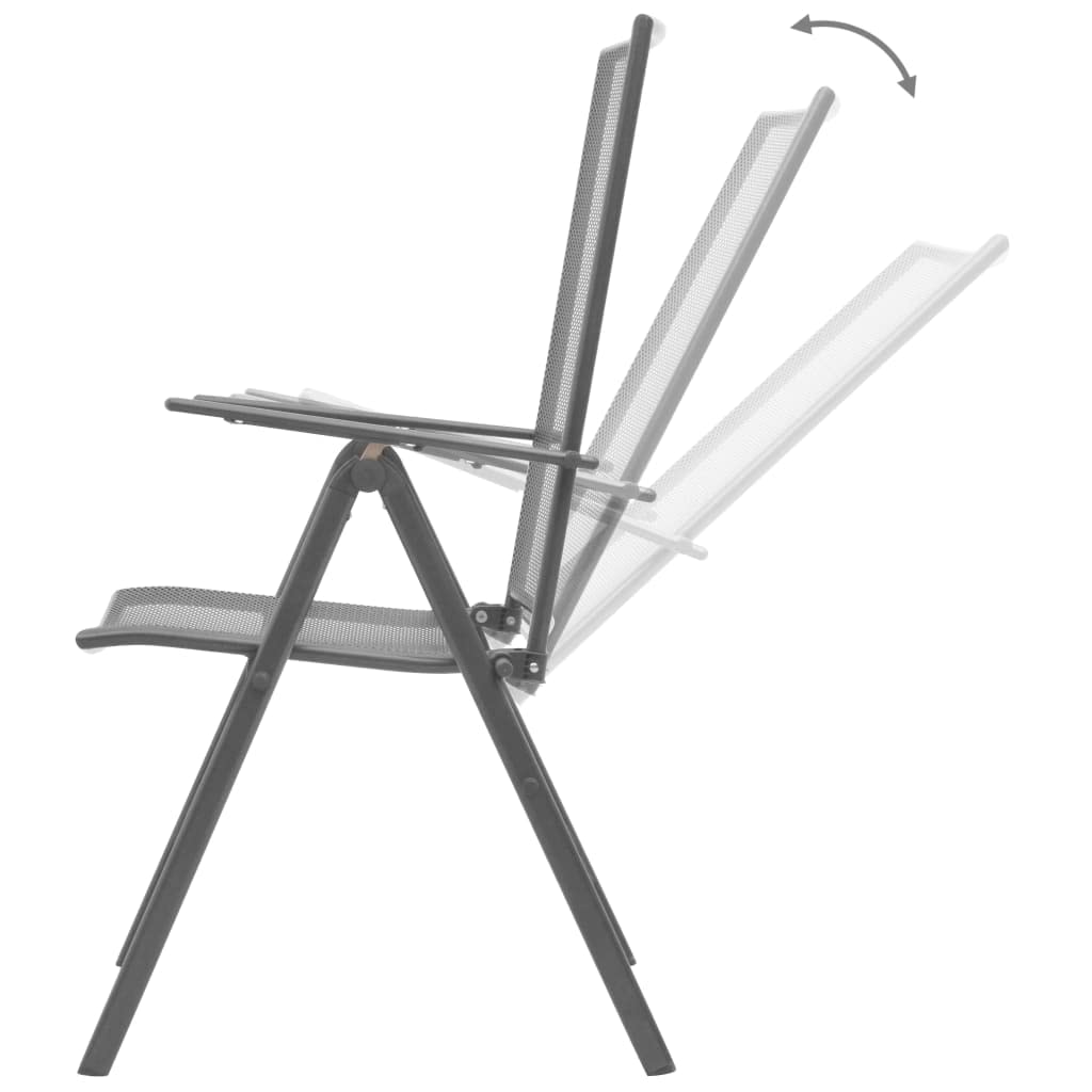 vidaXL 3 Piece Patio Dining Set in Durable Anthracite Steel - Weather and Rust Resistant Outdoor Furniture Set with Adjustable Chairs and Convenient Folding Design for Space Saving.