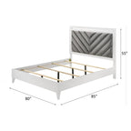 Acme Chelsie Wooden Eastern King Bed with Velvet Headboard in Gray and White