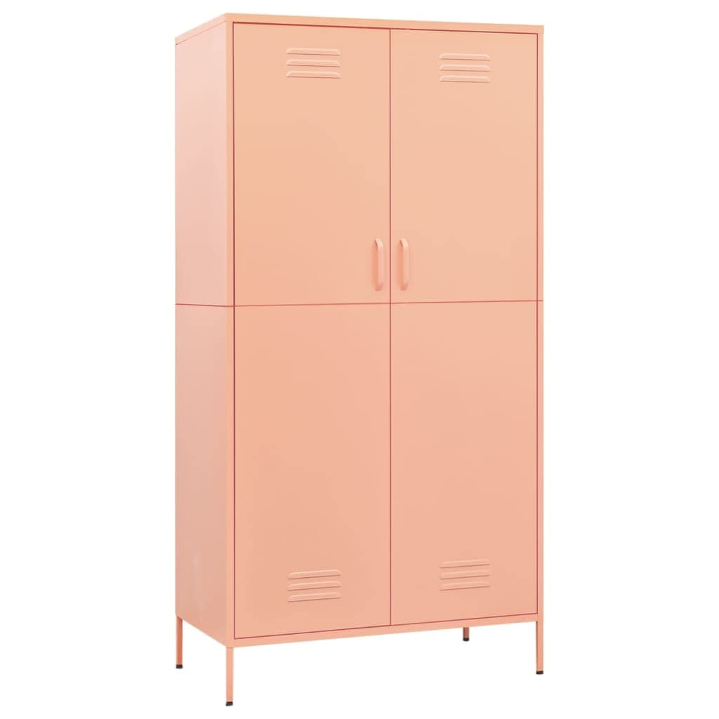 vidaXL Durable Steel Pink Wardrobe – Optimal Clothing Storage Solution with Adjustable Shelves, Hanging Rod and Easy-to-Clean – 35.4&quot;x19.7&quot;x70.9&quot;