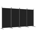 vidaXL 4-Panel Room Divider - Black Foldable Fabric Screen - Space Divider for Bedroom, Living Room, Office - Easy Storage