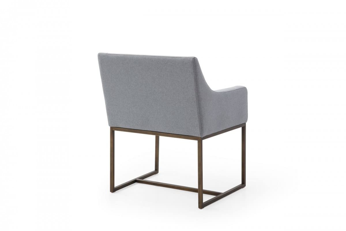 HomeRoots Grey Gray Velvet Antique Brass Dining Chair