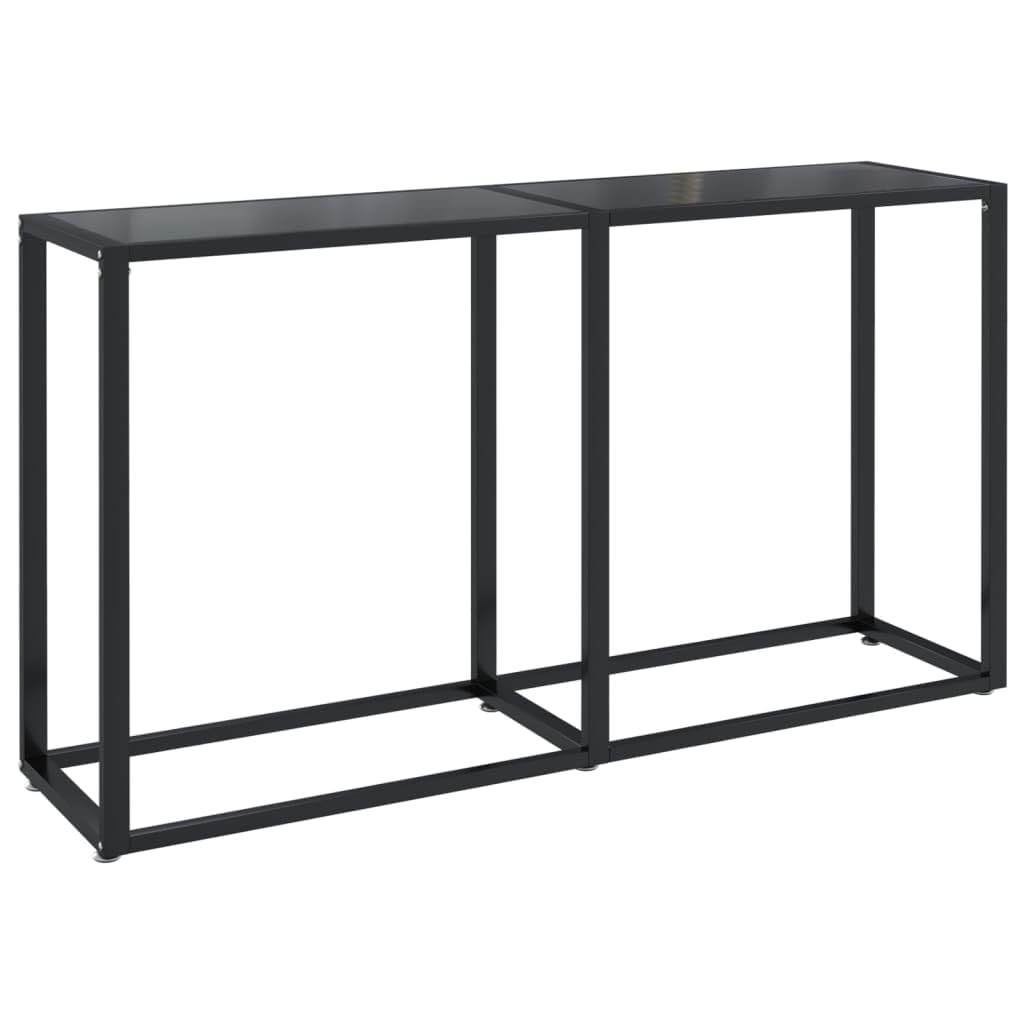 vidaXL Console Table in Black-Tempered Glass and Powder-Coated Steel-Modern Simplistic Design for Home or Office