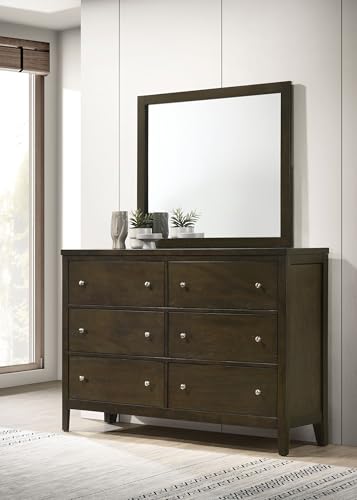 Coaster Home Furnishings Wilkes Transitional 56-inch 6-Drawer Bedroom Dresser with Mirror Bedroom Clothing Storage Cabinet Wide Chest of Drawers Organizer Unit Dark Cocoa 224423M