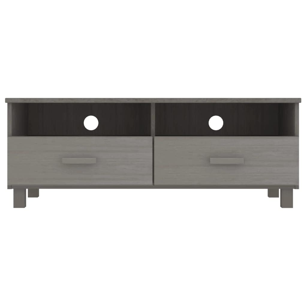 vidaXL Light Gray TV Stand - Solid Pinewood and MDF - Versatile Storage with 2 Drawers and 2 Compartments - Organized Cable Management - Decorative and Practical