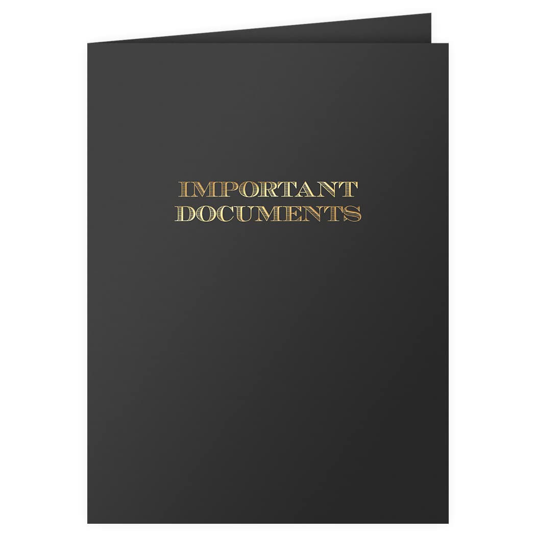 The Gallery Collection, 25 Count, Black, Important Documents Pocket Folders, Golf Foil Stamped, For Professional Use (9 X 12)