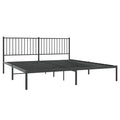 vidaXL Classic Bed Frame with Headboard, Robust Powder-Coated Steel Construction, Extra Under Bed Storage, Elegant Design, Easy Assembly, Black, 72"x83.9"