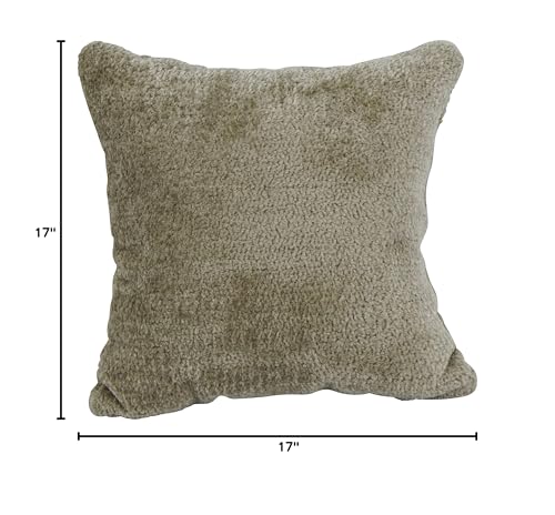 Blazing Needles Square Faux Fur Throw Pillows, 17&quot;, Elton Taupe 2 Count