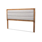 Baxton Studio Dexter Modern and Contemporary Light Grey Fabric Upholstered and Walnut Brown Finished Wood Queen Size Headboard