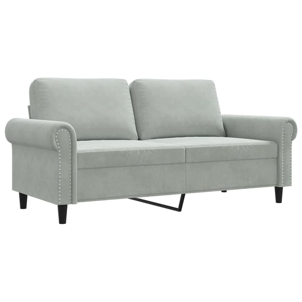 vidaXL Light Gray Velvet Loveseat - Modern 2-Seater Sofa/Couch with Metal Frame and Luxurious Comfort for Living Room, Bedroom, Lounge