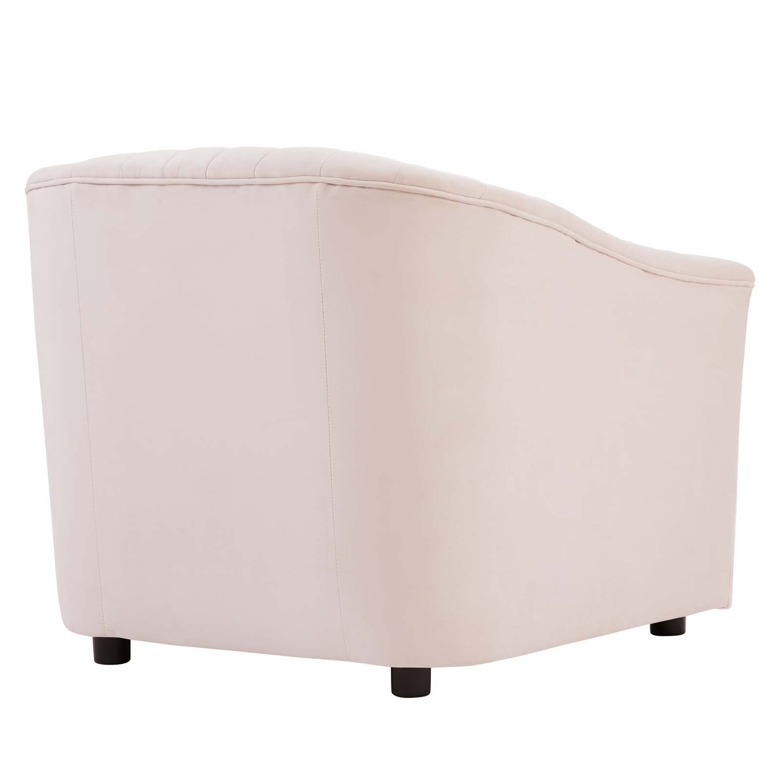 Modway Announce Modern Performance Velvet Tufted Armchair in Pink