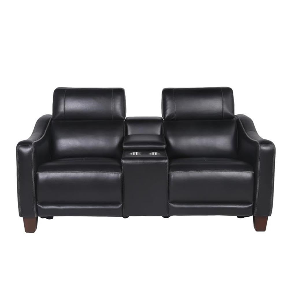 Steve Silver Ebony Black Dual-Power Leather Loveseat
