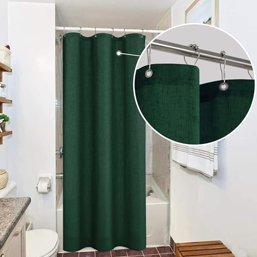 Koufall Stall Shower Curtain 36 X 72 Inch,Fabric Linen Half Size Small Shower Curtain For Rv Camper,Forest Green