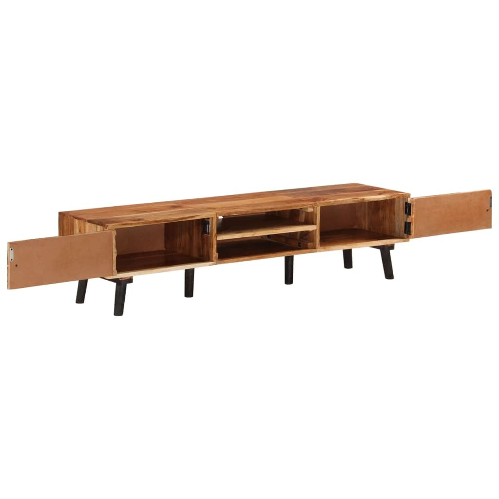 vidaXL Solid Acacia Wood TV Stand 57.1&quot;x13.8&quot;x13.8&quot; - Unique Wooden Television Cabinet with Ample Storage Space, Natural Finish, Elegant Wood Grains